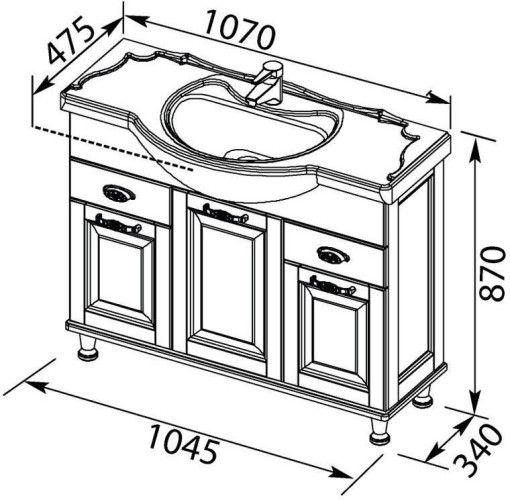 Тумба с раковиной Aquanet Тесса Декапе 105 жасмин/золото