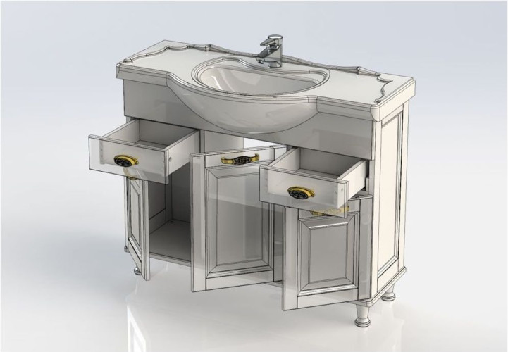 Тумба с раковиной Aquanet Тесса Декапе 105 жасмин/золото