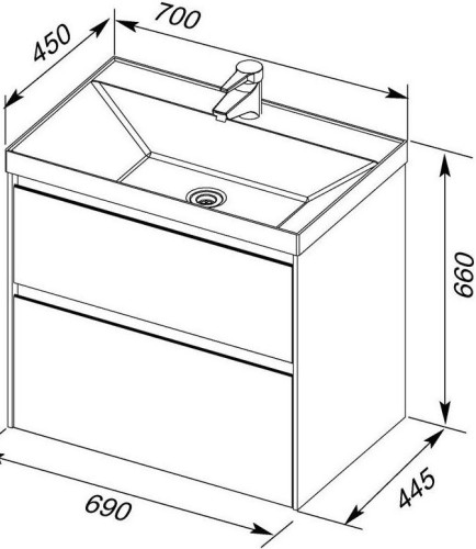 Тумба под раковину Aquanet Гласс 70 белый