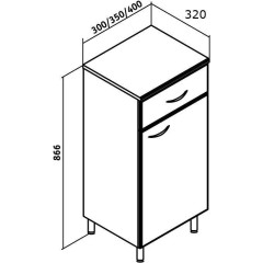 Полу-пенал Runo Универсал 40 с корзиной