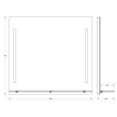 Зеркало настенное c полочкой и 2-мя встроенными LED-светильниками Ledline-S EVOFORM 80x75 см, BY 2164