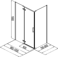 Душевой уголок Aquanet Logic RC1000 AE32-S-100x80U-CT 1000x800, прозрачное стекло