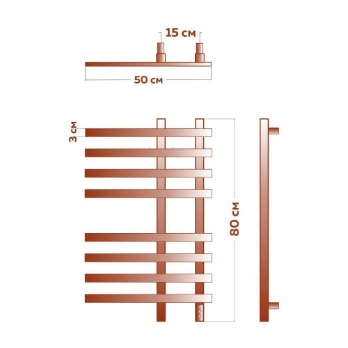 Полотенцесушитель электрический (лесенка) Bauedge Wind DB-0057, 50x80 см