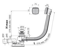 Слив-перелив для ванны AlcaPlast A55K NEW автомат