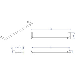 Полотенцедержатель AZARIO FORNY трубчатый одинарный 60 см, хром (AZ-88301)