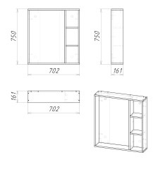 Зеркало ФЛАЙ-70 см универсальное дуб сонома