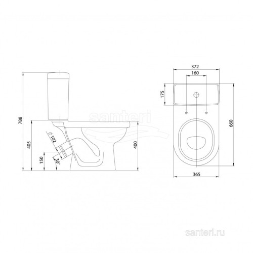 Унитаз-компакт Santeri Визит белый 1.P405.3.S00.00B.F