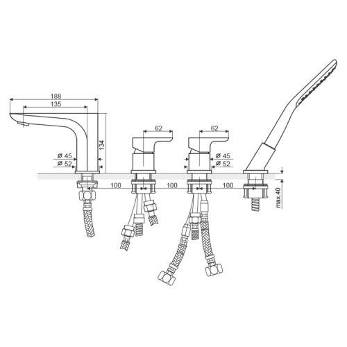 Смеситель для ванны Excellent Oxalia AREX.9033CR