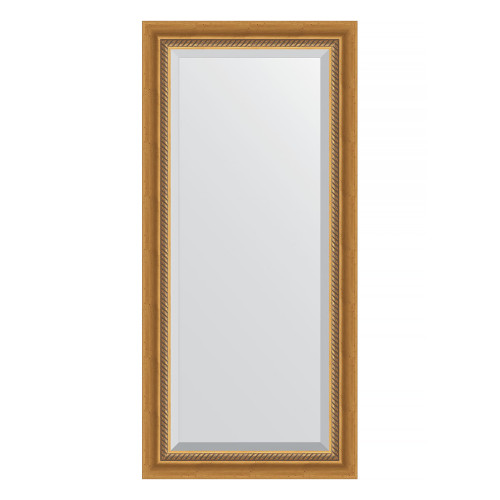 Зеркало настенное с фацетом EVOFORM в багетной раме состаренное золото, с плетением, 53х113 см, BY 3483