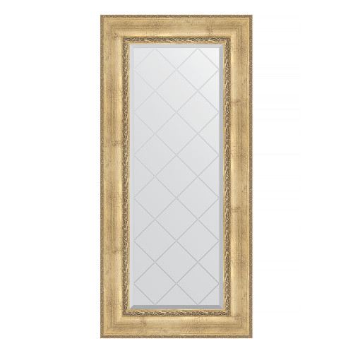 Зеркало настенное с гравировкой EVOFORM в багетной раме состаренное серебро с орнаментом, 62х132 см, BY 4084