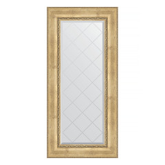 Зеркало настенное с гравировкой EVOFORM в багетной раме состаренное серебро с орнаментом, 62х132 см, BY 4084