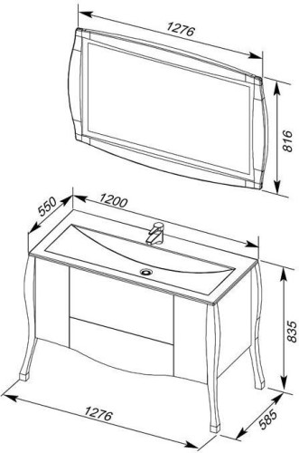 Мебель для ванной Aquanet Виктория 120 черный/золото