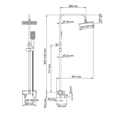 Душевая система WasserKRAFT A17701