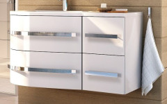 Oristo, Opal 90 см левый: тумба под раковину из минерального литья, цвет белый глянец