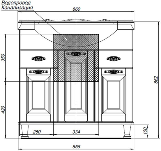 Тумба с раковиной Aquanet Тесса Декапе 85 белый