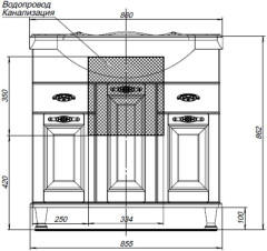 Тумба с раковиной Aquanet Тесса Декапе 85 белый