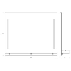 Зеркало настенное c полочкой и 2-мя встроенными LED-светильниками Ledline-S EVOFORM 90x75 см, BY 2165