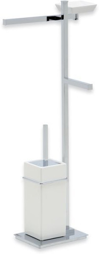 Stil Haus Urania, стойка: мыльн. + полотенцедер. + бумагодер. + ёрш кер., цвет хром - бел. керамика