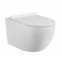 Сет LORANTO Инсталляция с круглой кнопкой хром матовая + унитаз FATTO с сиденьем микролифт (4501+7311+CS-0017HM)