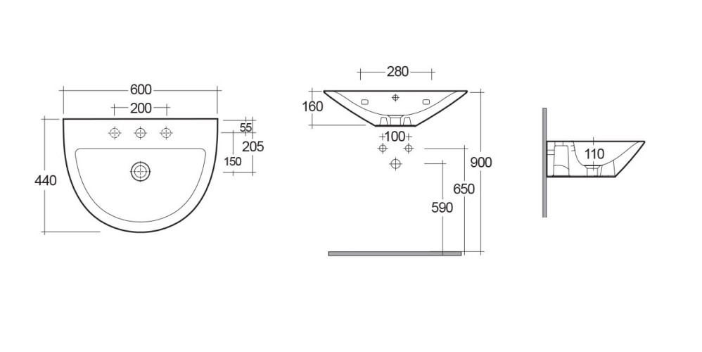 Раковина Rak Ceramics MORNING 60х44х16 см, белая (MORWB6001AWHA)