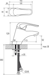 Смеситель для раковины Ravak ROSA I Керамический картридж (X070022)