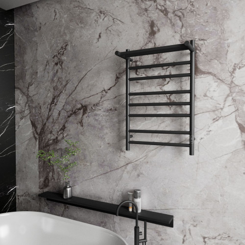 Полотенцесушитель электрический с полочкой (лесенка) Bauedge Stil Shelf DB-0026, 50x80 см