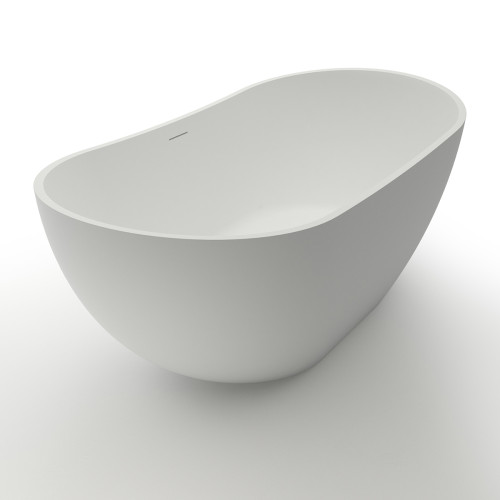 Ванна из искусственного камня Azario JENNER 1630x850x640 свободностоящая белая матовая, с белым матовым донным клапаном (JEN16385S)