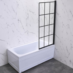 Шторка на ванну Veconi Palau PL-77R, 700x1500, черный, стекло прозрачное