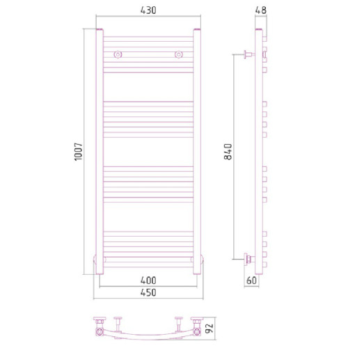 Водяной полотенцесушитель Сунержа Аркус 1000x400