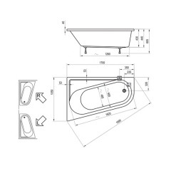 Ванна акриловая Ravak CHROME 170х105 L, белая
