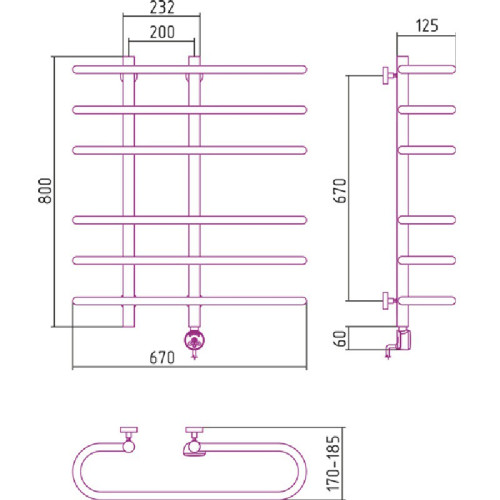 Электрический полотенцесушитель Сунержа Фурор 800x700