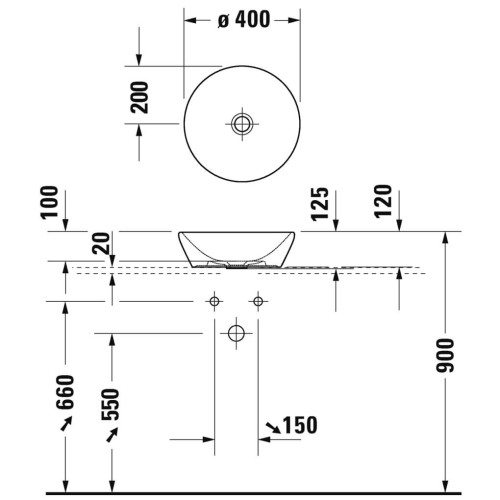 Раковина накладная Duravit D-Neo 40, белая (2371400070)