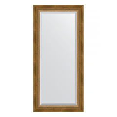 Зеркало настенное с фацетом EVOFORM в багетной раме состаренная бронза, с плетением, 53х113 см, BY 3484