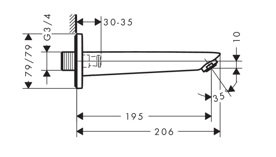 71410000 Logis излив на ванну, хром