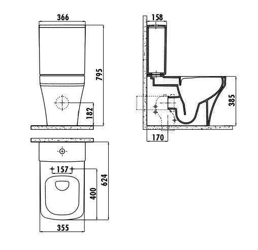 CREAVIT SOLO Унитаз напольный безободковый
