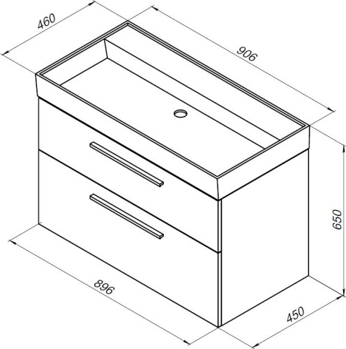 Тумба с раковиной Aquanet Nova 90 белый (2 ящика)
