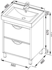Тумба с раковиной Aquanet Гретта 60 венге (2 ящика)