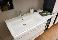 Marlin 3250star, тумба под правую раковину 100 см (2 ящика, 2 полки), цвет включая полки белый шелковый глянец