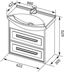 Тумба с раковиной Aquanet Остин 65 дуб кантербери/белый