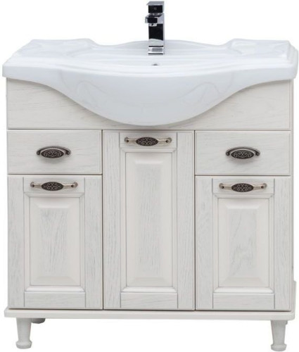 Тумба с раковиной Aquanet Тесса Декапе 85 жасмин/серебро