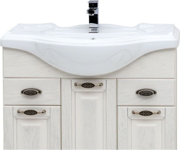 Тумба с раковиной Aquanet Тесса Декапе 85 жасмин/серебро