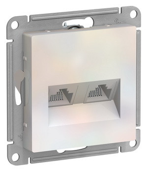 Розетка двойная компьютерная RJ45+RJ45, кат.5E, механизм, ЖЕМЧУГ Schneider Electric ATLASDESIGN ATN000485
