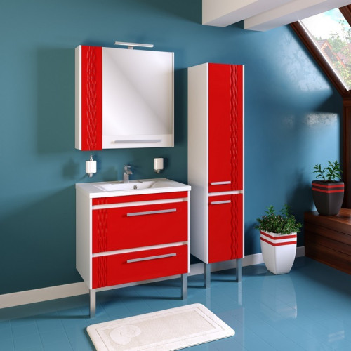 Зеркальный шкаф Runo  Мира 75 красный