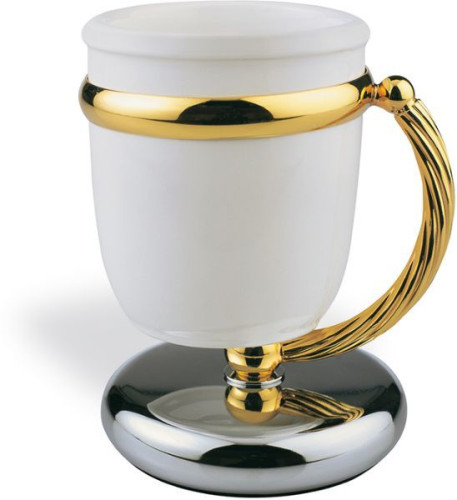 Stil Haus Giunone, настольный керамический стакан, цвет хром - золото