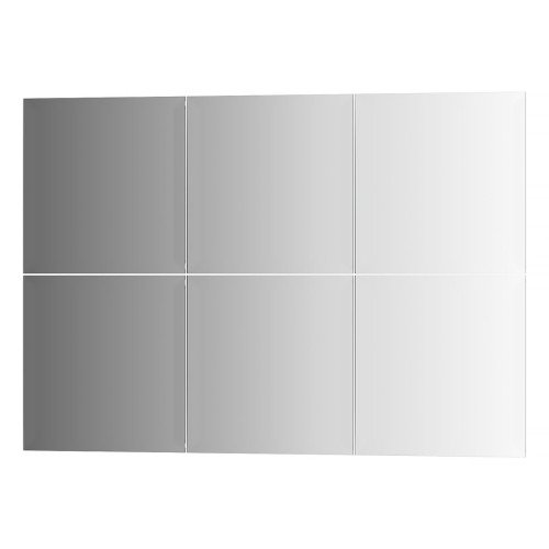 Зеркальная плитка с фацетом 15 мм - комплект 6 шт квадрат 20х20 см; серебро Refractive EVOFORM BY 1527