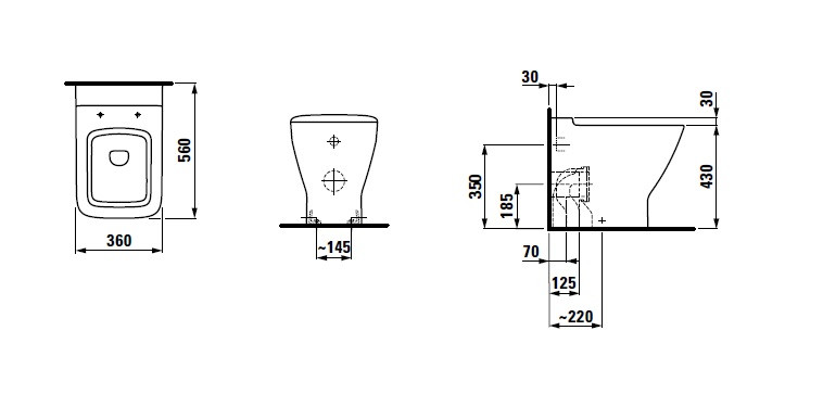 Laufen Palace Унитаз приставной с глубоким смывом и вертикальным/горизонтальным выпуском Vario
