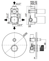 Смеситель для душа Paffoni LIGHT встраиваемый, на 2 выхода, девиатор-кнопка, хром (JO015CR)