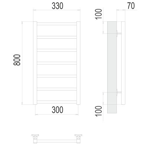 Полотенцесушитель TERMINUS Стандарт Контур П7 300х800 NEW
