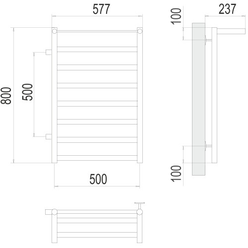 Полотенцесушитель TERMINUS Эконом Хендрикс П8 500х800 бп500 слева NEW
