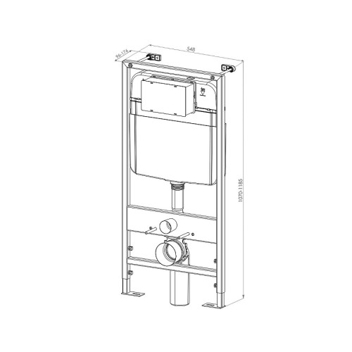 Инсталляция D&K DI8055119 для подвесного унитаза без клавиши смыва